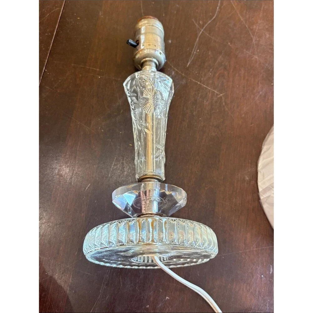Vintage Glass Table Lamp with White Shade